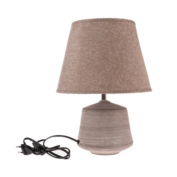 Bēša/gaiši brūna galda lampa ar auduma abažūru (augstums 33 cm) – Dakls-image-1