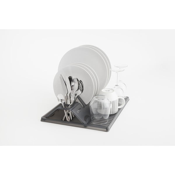 Tumši pelēks salokāms trauku žāvētājs Space – Rotho-image-4