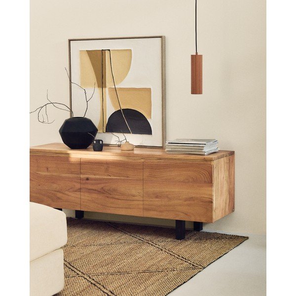 Dabīga toņa akācijas masīvkoka TV galdiņš 150x58x40 cm Uxue – Kave Home-image-1