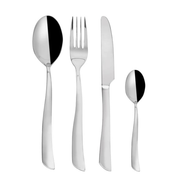 Sudraba krāsas nerūsējošā tērauda galda piederumi (24 gab.) Shape – Orion