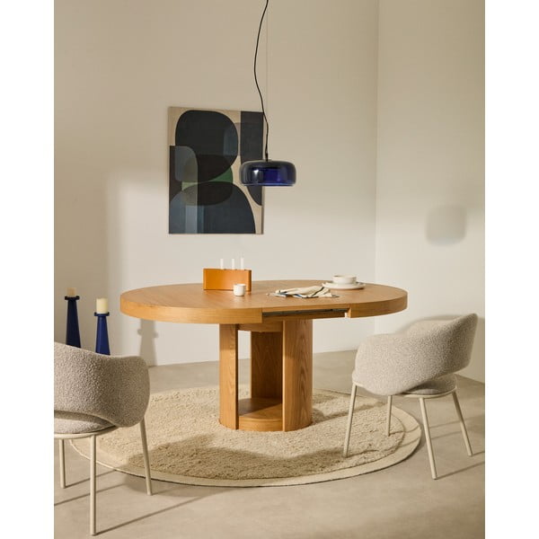 Apaļš izvelkams ēdamgalds ar papildu galda virsmu ar ozolkoka imitāciju ø 120 cm Artis – Kave Home-image-2