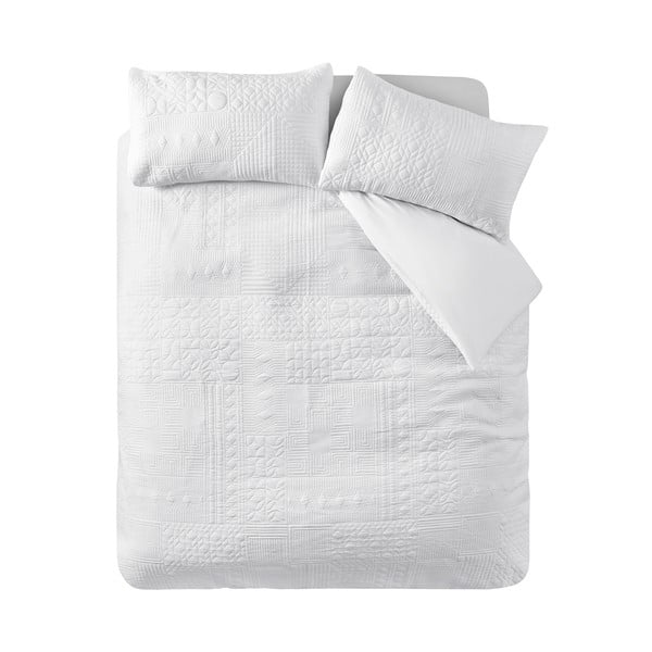 Balta divguļamā gultas veļa 200x200 cm Folkstone Geo – Catherine Lansfield