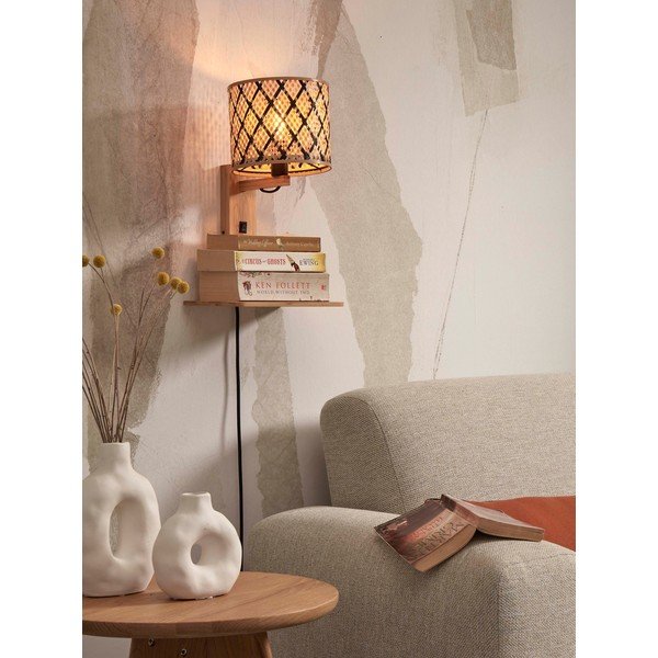 Melna/dabīga toņa sienas lampa ø 18 cm Java – Good&Mojo-image-3