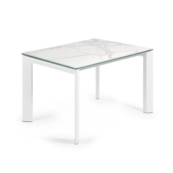 Izvelkams ēdamgalds ar papildu galda virsmu ar marmora imitācijas galda virsmu 80x120 cm Axis – Kave Home