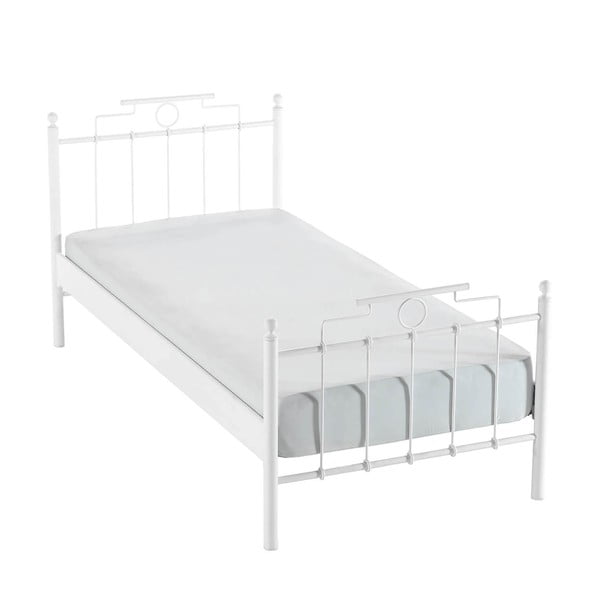 Balta metāla vienvietīga gulta ar režģi 120x200 cm Hatkus – Kalune Design