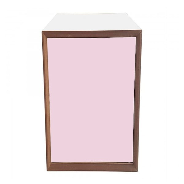 Plaukts ar baltu rāmi un rozā durvīm Ragaba PIXEL, 40 x 80 cm