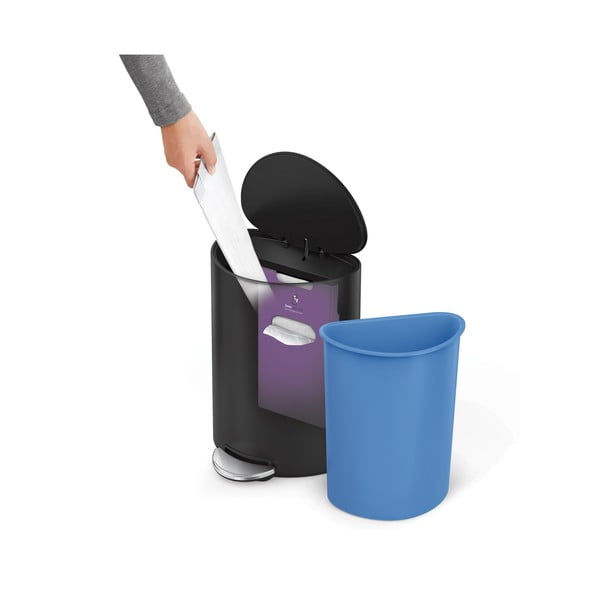 Matēti melna metāla atkritumu tvertne ar pedāli 6 l – simplehuman-image-2