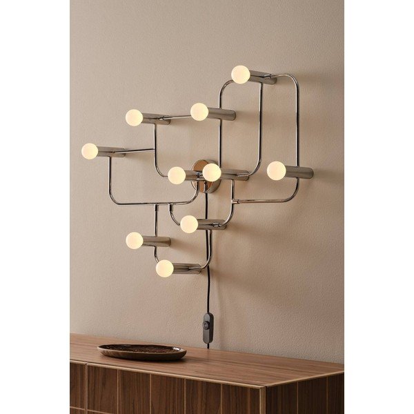 Balta/spīdīgas sudraba krāsas metāla sienas lampa ar regulējamu spilgtumu ar vadu Geometric – Jotex-image-1