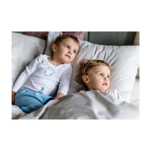 Gaiši pelēks divguļamais/īpaši garš segas pārvalks no Ēģiptes kokvilnas 200x220 cm Perla – WeLoveBeds-image-2