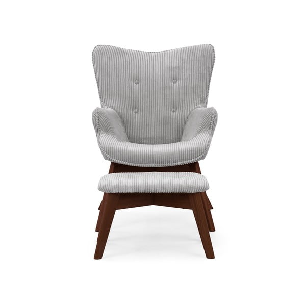 Pelēks velveta atpūtas krēsls ar kāju balstu Niko – Ropez-image-3