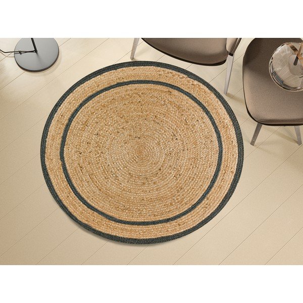 Pelēks/dabīga toņa apaļš paklājs ø 120 cm Mahon – Universal-image-1