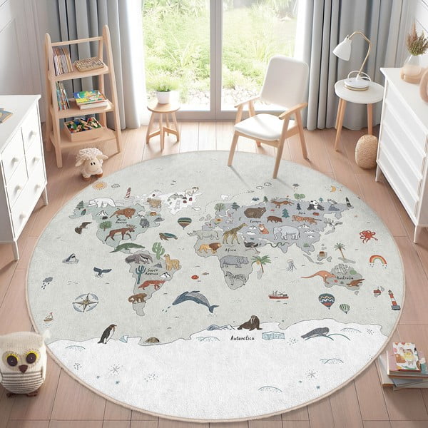 Mazgājams bērnu rotaļu paklājs ø80 cm Big World – Mila Home-image-1