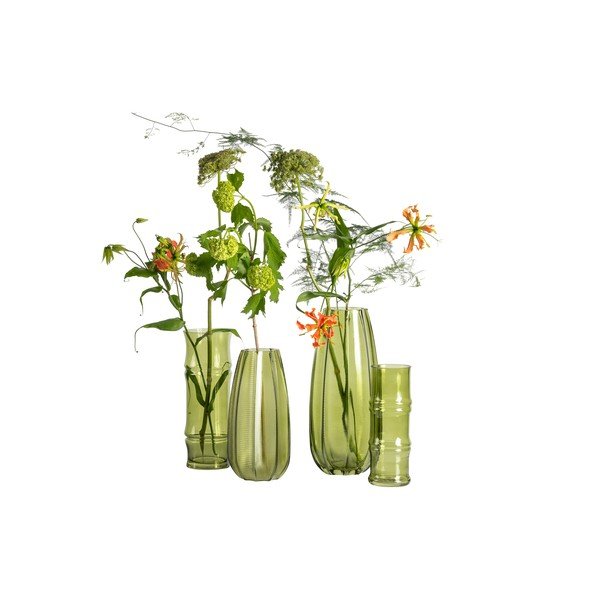 Zaļa stikla vāze WOOOD Kane, augstums 30 cm-image-2