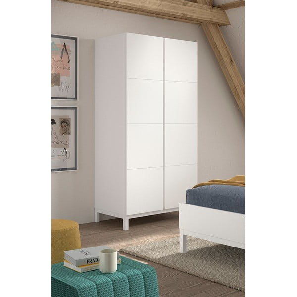 Balts bērnu drēbju skapis 99x196x58 cm Eva – Vipack-image-1