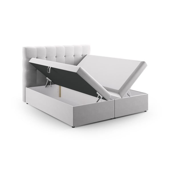 Gaiši pelēka atsperu gulta ar veļas kasti 160x200 cm Bali – Cosmopolitan Design-image-3