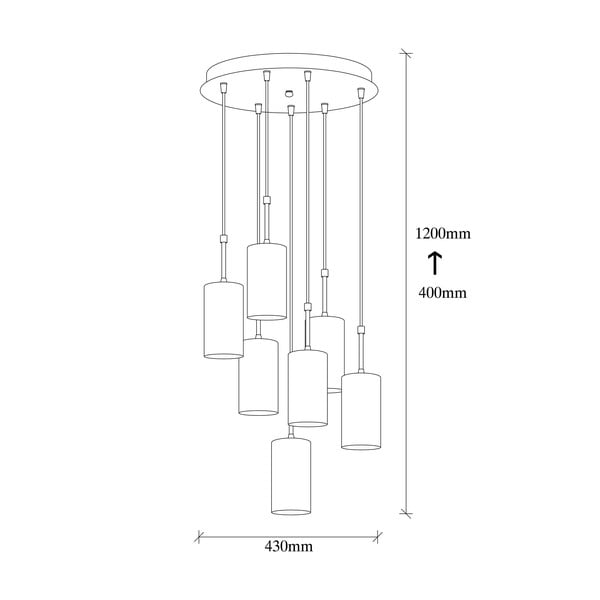 Piekaramā lampa ar 7 spuldzēm zelta krāsā Opviq lights Kem Tube-image-3