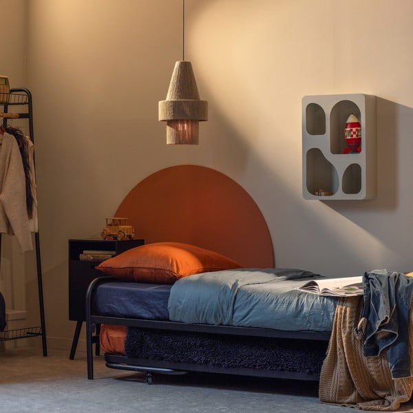 Melna metāla salokāma vienvietīga gulta ar redelēm 90x200 cm Lucy – WOOOD-image-1