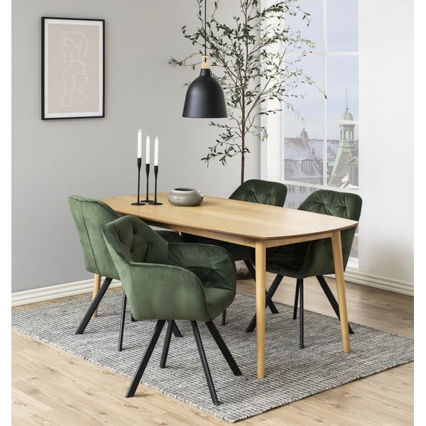 Zaļš polsterēts ēdamistabas krēsls ar roku balstiem Lola – Actona-image-1