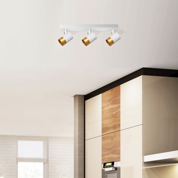 Balta/zelta krāsas griestu lampa ar metāla abažūru 44x5,5 cm Tobi – Candellux Lighting-image-1