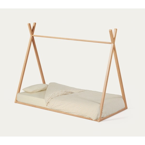 Dabīga toņa dižskābarža masīvkoka bērnu gulta mājas formā ar redelēm 90x190 cm Maralis – Kave Home-image-4