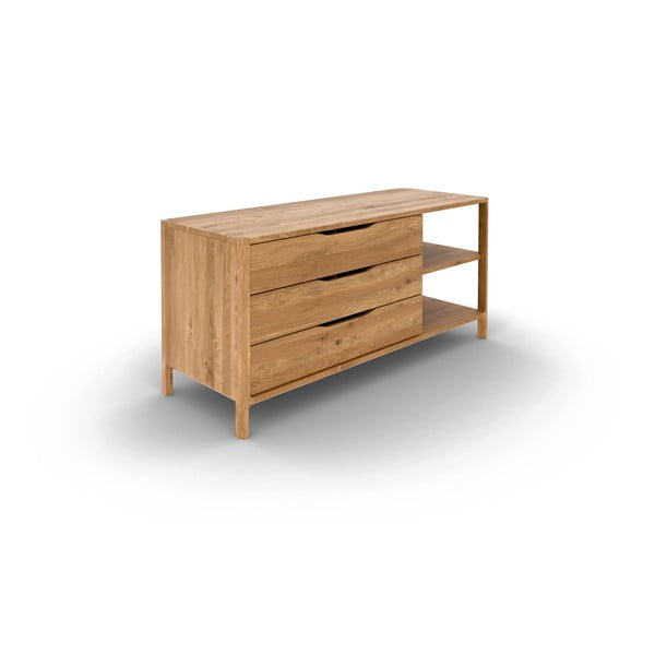 Dabīga toņa ozola masīvkoka zema kumode 140x64 cm Twig – The Beds-image-2