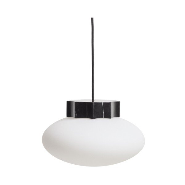 Balta/melna metāla piekaramā lampa ar stikla abažūru ø 26 cm Idela – Kave Home
