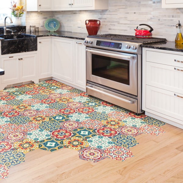 10 grīdas uzlīmju komplekts Ambiance Hexagons Lorena, 40 x 90 cm-image-3