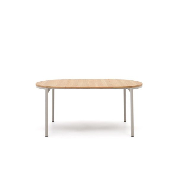 Dabīga toņa apaļš izvelkams ēdamgalds ar ozolkoka imitācijas galda virsmu ø 90 cm Montuiri – Kave Home-image-3