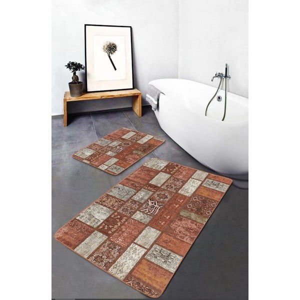 Brūni samta vannas istabas paklājiņi (2 gab.) 60x100 cm – Mila Home-image-2