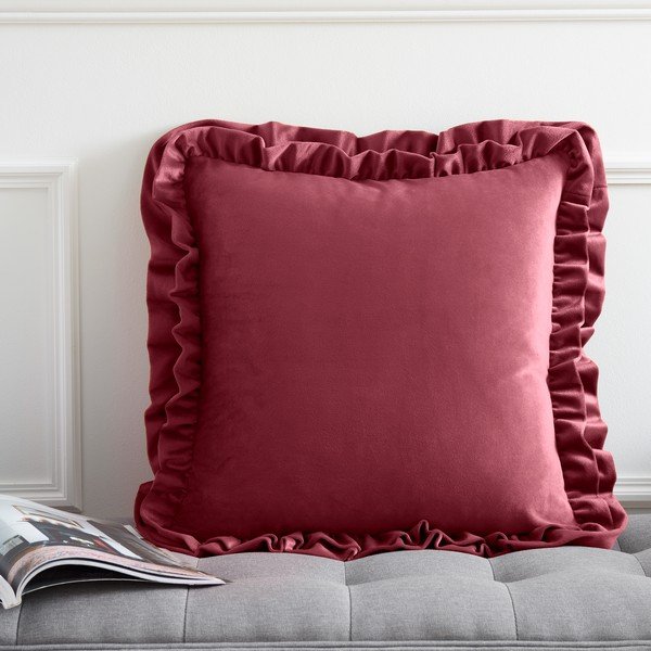 Samta dekoratīvais spilvens 43x43 cm Velvet Double Frill – Catherine Lansfield-image-1