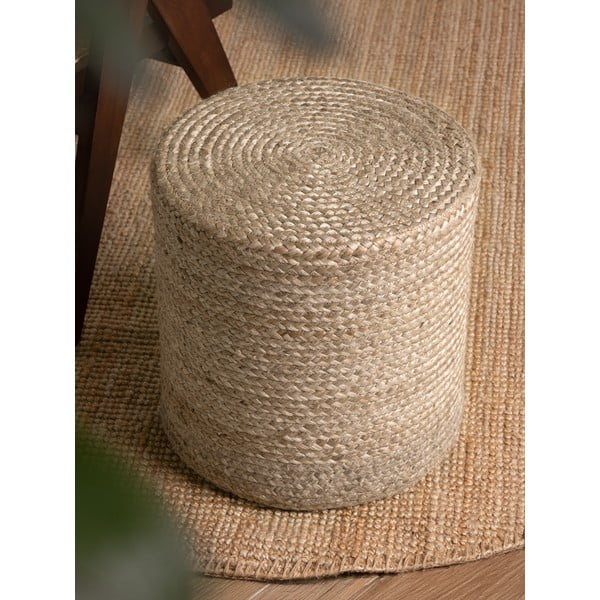 Pelēkbēšs pufs Jutta Greige – Hanse Home-image-2