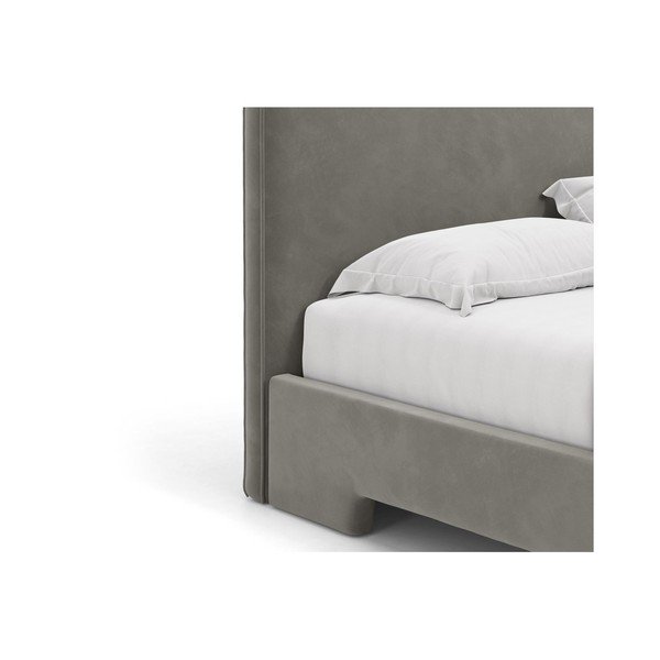 Pelēka polsterēta divvietīga gulta ar redelēm 140x200 cm Eda – Micadoni -image-4
