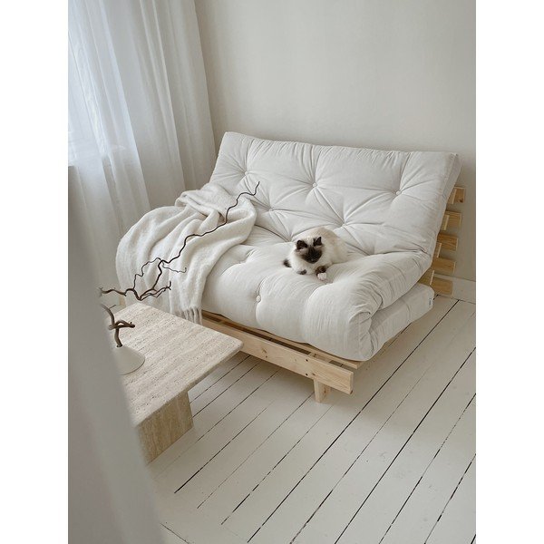 Brūns/bēšs izvelkamais dīvāns 140 cm Roots – Karup Design-image-1