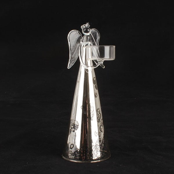 Stikla svečturis ar eņģeli Daklu, augstums 23 cm