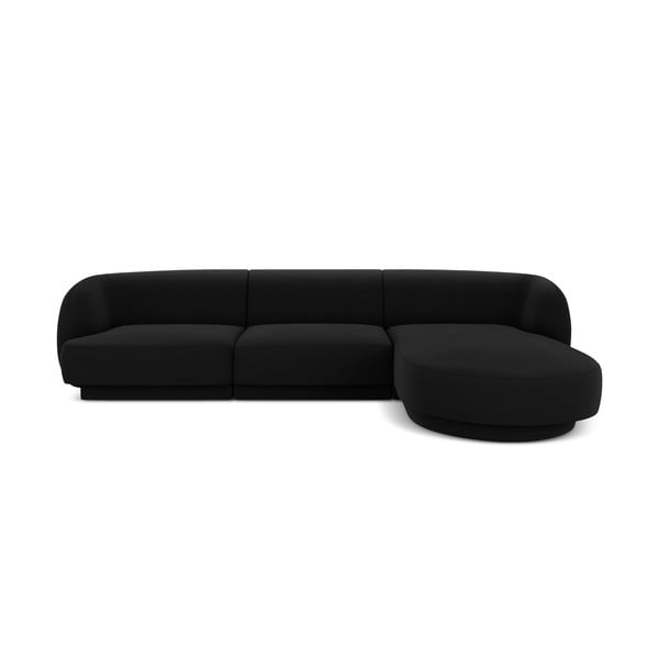 Melns samta stūra dīvāns (labais stūris) Miley – Micadoni Home