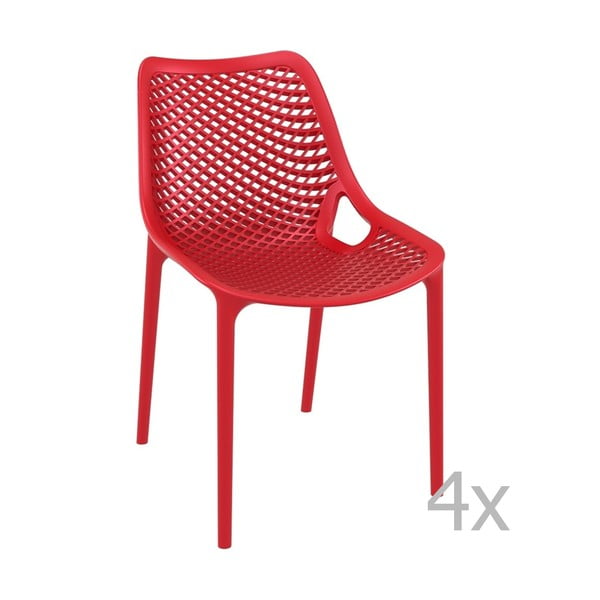 4 sarkanu dārza krēslu komplekts Resol Grid Simple