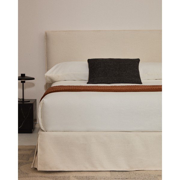 Balta polsterēta divvietīga gulta bez galvgaļa 160x200 cm Jaira – Kave Home-image-1