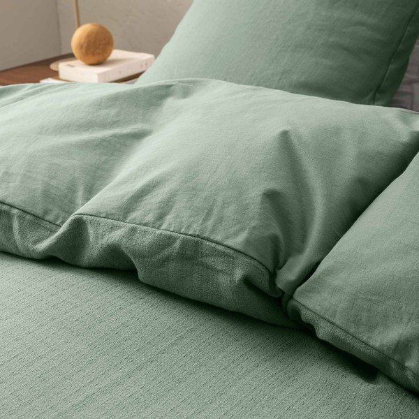 Zaļa divguļamā trīsdaļīga kokvilnas gultas veļa 240x220 cm Clara – douceur d'intérieur-image-1
