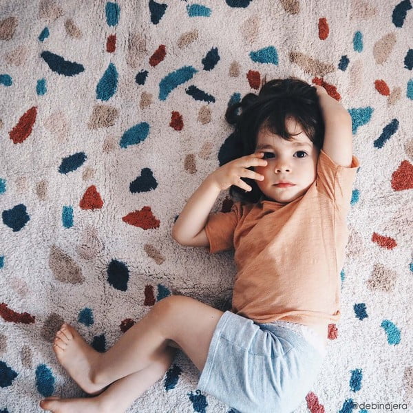 Krēmkrāsas mazgājams/ar rokām darināts kokvilnas paklājs 140x200 cm Terrazzo Marble – Lorena Canals-image-4