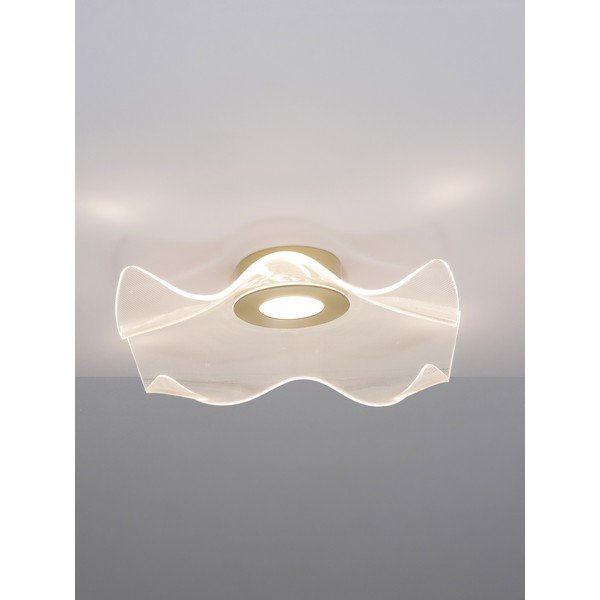 Zelta krāsas alumīnija LED griestu lampa ar akrila stikla abažūru 50x50 cm Siderno – Nova Luce-image-1