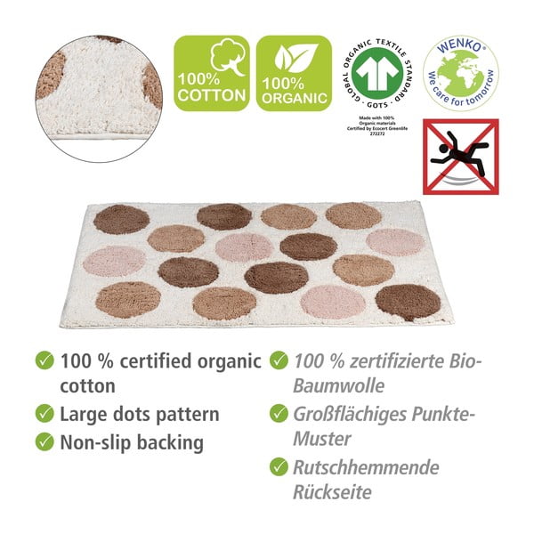 Brūns/bēšs vannas istabas paklājiņš no organiskās kokvilnas  60x90 cm Tibet – Wenko-image-2