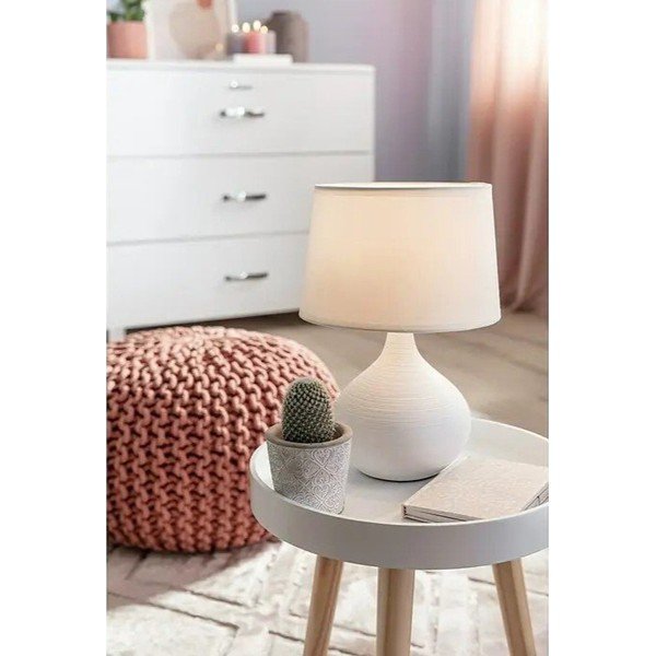 Balta keramikas un auduma galda lampa Reality Martin, augstums 29 cm-image-1