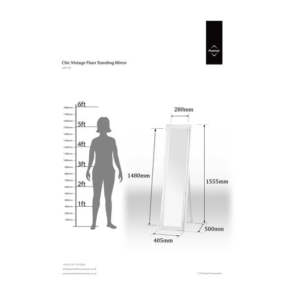 Grīdas spogulis ar masīvkoka rāmi 40x160 cm Chic – Premier Housewares-image-2