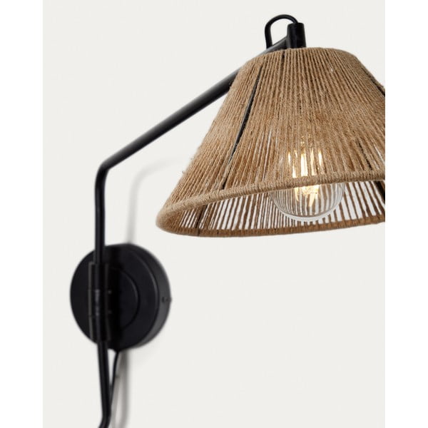 Melna/dabīga toņa sienas lampa Pontos – Kave Home-image-2