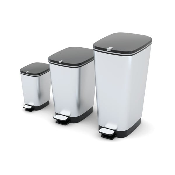 Sudraba krāsas plastmasas atkritumu tvertne ar pedāli 45 l Chic Bin – KIS-image-3