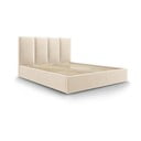 Bēša samta divguļamā gulta Mazzini Beds Juniper, 160 x 200 cm