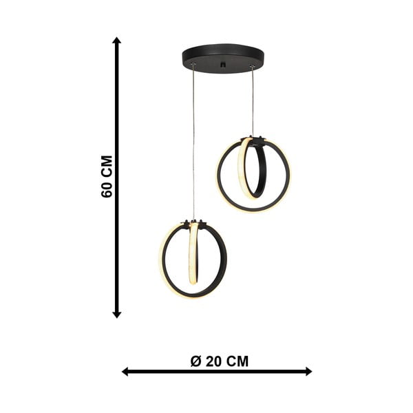 Melna metāla LED piekaramā lampa ø 20 cm Sezen – Squid Lighting-image-4