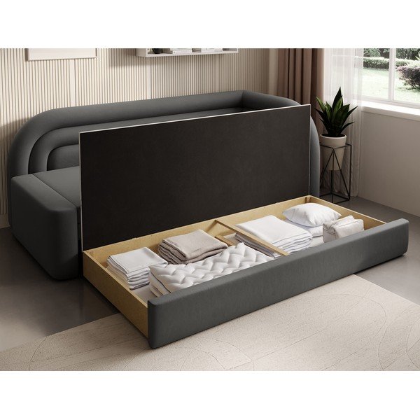 Pelēkbrūns samta salokāms/ar uzglabāšanas vietu dīvāns ar labo stūri 223 cm Fabillo – ELTAP-image-4