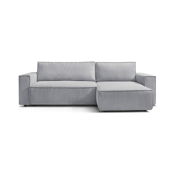 Gaiši pelēks velveta salokāms stūra dīvāns (ar maināmu stūri) Nihad – Bobochic Paris-image-2