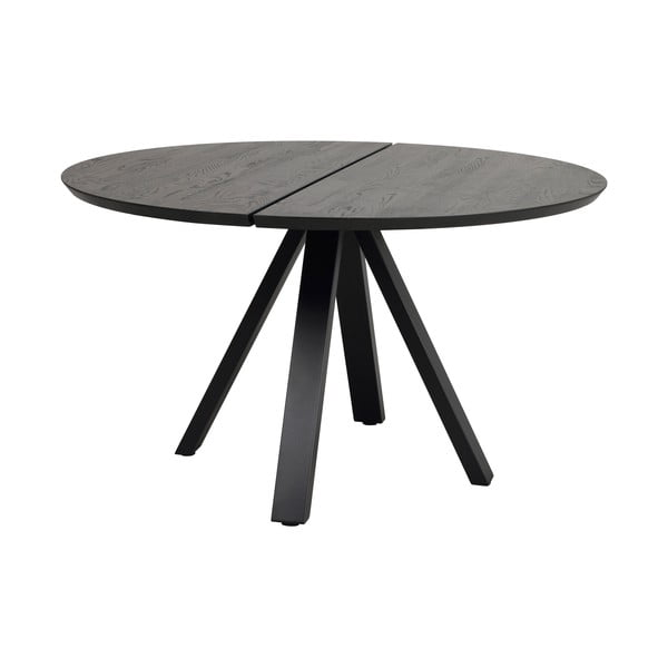 Melns apaļš ēdamgalds ar ozola masīvkoka galda virsmu ø 130 cm Carradale – Rowico